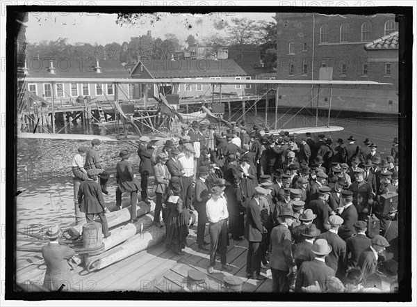 Seaplane, demonstration, between 1910 and 1920. USA?