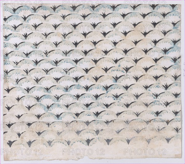 Sheet with overall curved abstract pattern, 19th century.