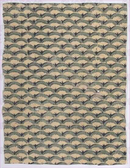 Sheet with overall curved abstract pattern, 19th century.