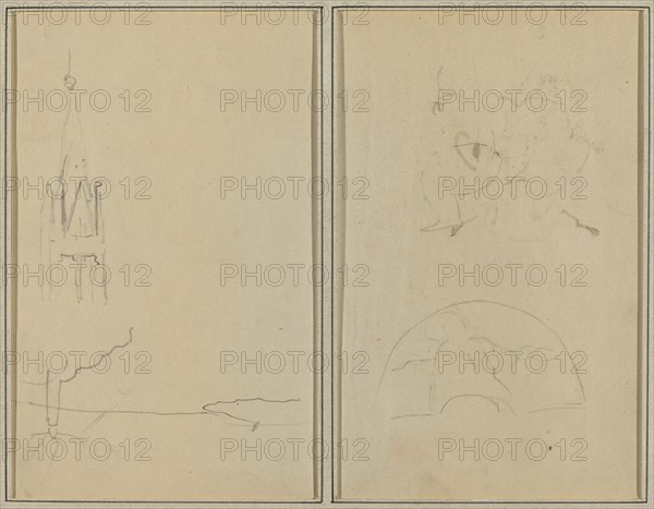 Church Tower; A Sketch of a Fan [recto], 1884-1888.