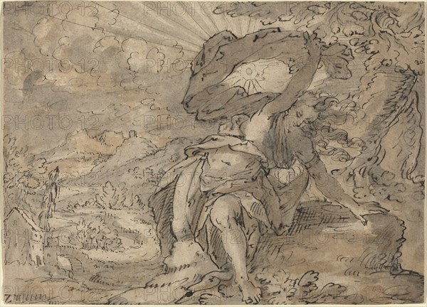Allegorical Female Figure in a Landscape [recto], c. 1600.
