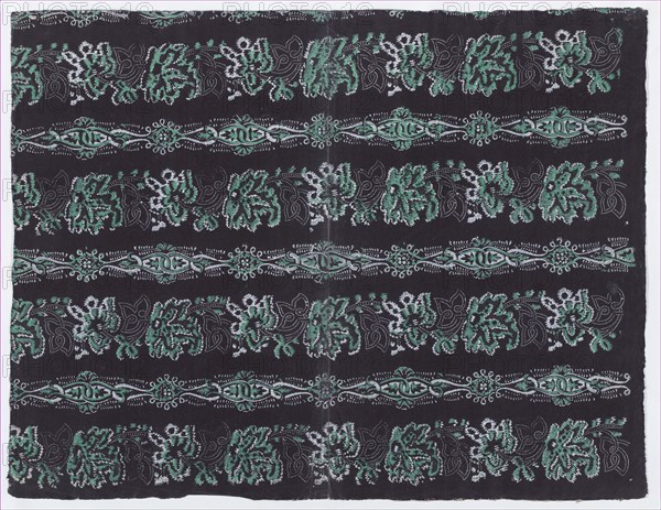 Sheet with four borders with abstract patterns, 19th century.