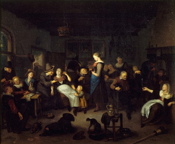 Interior of the cabaret, between 1670 and 1702.