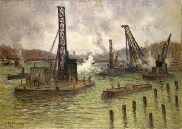 Works on the Seine, at Pont des Saints-Peres, 1936.