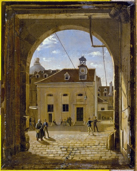 Sainte-Barbe college courtyard, rue de Reims, c1824.