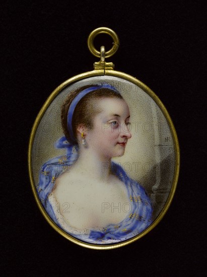 Portrait of a young woman in a blue headscarf, 1759.