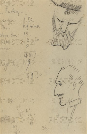 A Bearded Man and a Man in Profile [verso], 1884-1888.