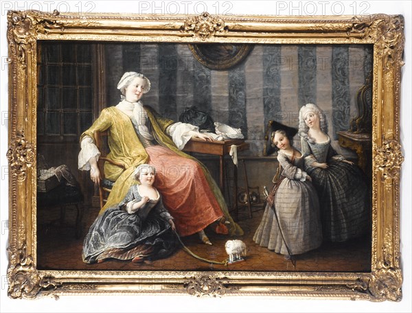 Une mère qui regarde jouer ses enfants, c1750.