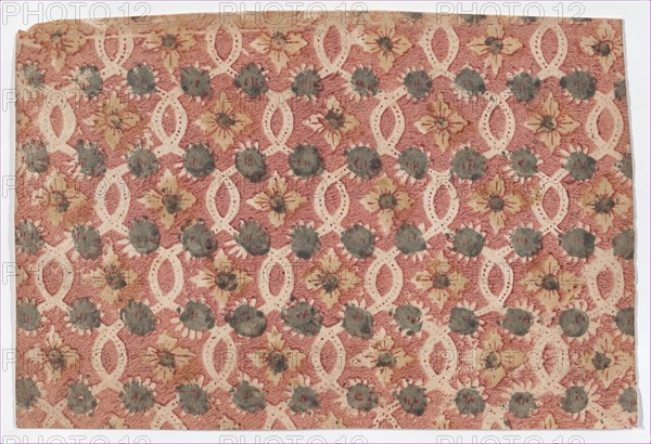 Sheet with overall lattice pattern with rosettes, 19th century.