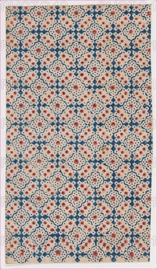 Sheet with an overall pattern of dots and squares, 19th century.