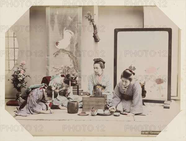 Japanese women during tea ceremony, Between 1870 and 1890. Private Collection.