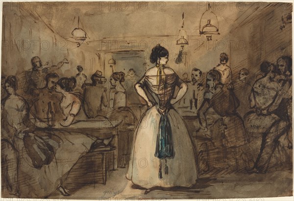 Officers and Courtesans in an Interior, 19th century.