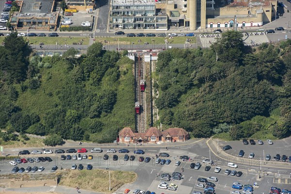 The Leas Lift funicular railway, Folkestone, Kent, 2016.