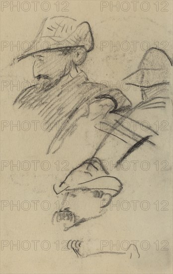 Three Studies of a Man Wearing a Hat [recto], 1884-1888.