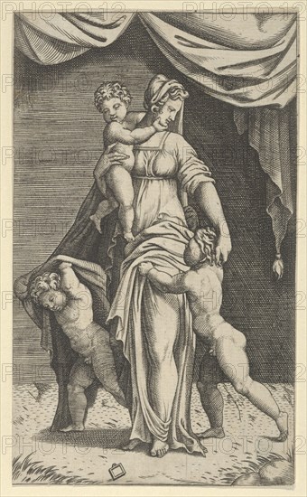 Charity personified by a woman with three children, ca. 1520-40.