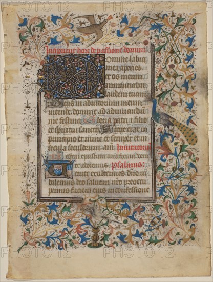 Manuscript Leaf from a Book of Hours (incip. Passionis), 1390.