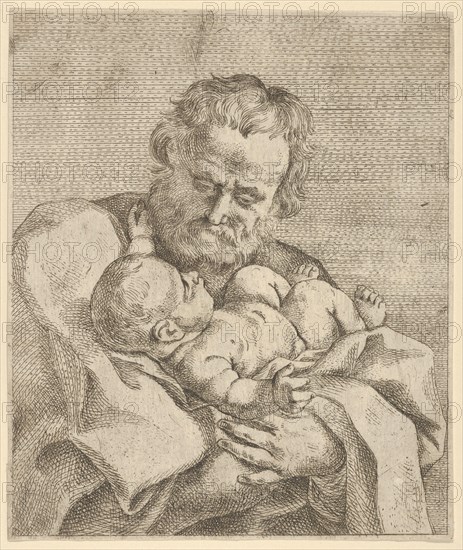 Saint Joseph holding the infant Christ, after Reni, 17th century.