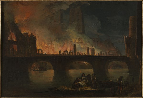 The fire at Hotel Dieu, in 1772, c1772.