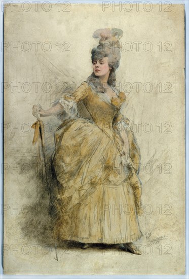 Portrait of Réjane (1856-1920) in stage costume, 1888.