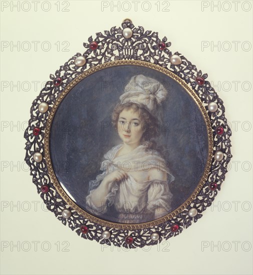 Young woman in a white headscarf, between 1790 and 1800.