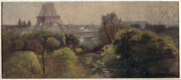 Eiffel Tower, seen from the Delessert garden, 1903.