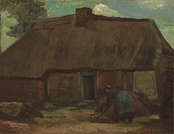 Cottage with Peasant Woman Digging , 1885. Creator: Gogh, Vincent, van (1853-1890).