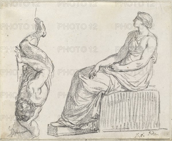 Seated Woman and Man Sprawling on the Ground, 1775/80.