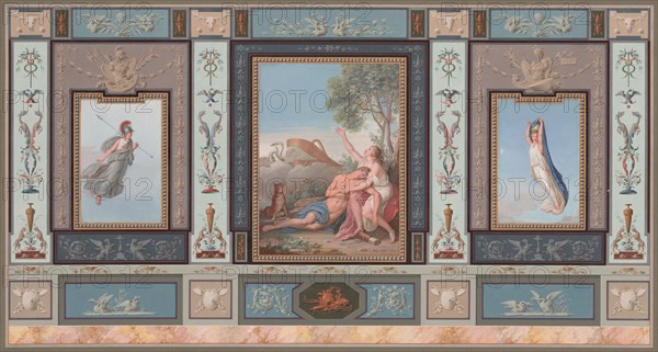 Elaborate Wall Decorations with Venus and Adonis, c. 1800.