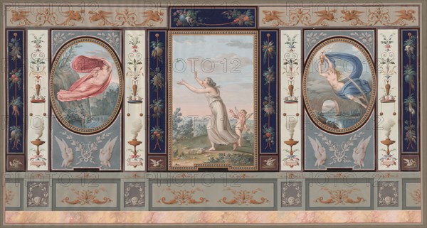 Elaborate Wall Decoration with Endymion and Hebe, c. 1800.