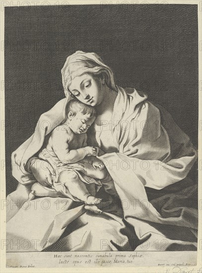 The Virgin holding the infant Christ on her lap, after Reni, 1630-78.