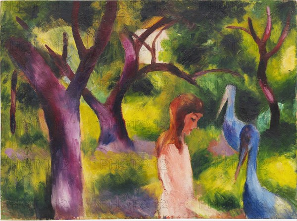 Girl with blue birds (Kid with blue birds), 1914. Private Collection.