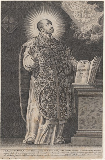 Saint Ignatius Loyola, standing and holding an open book, ca. 1630-54.