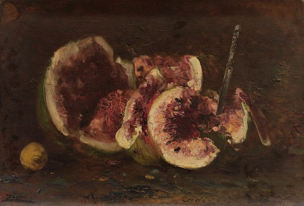 Nature morte aux pastèques et couteau.