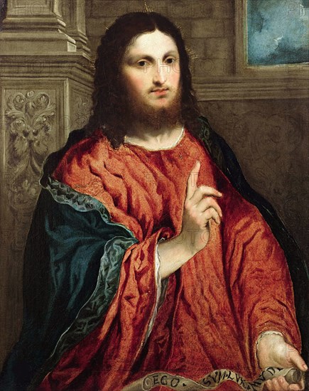 Salvator Mundi (Saviour of the World), 1540-1545. Creator: Bordone, Paris (1500-1571).