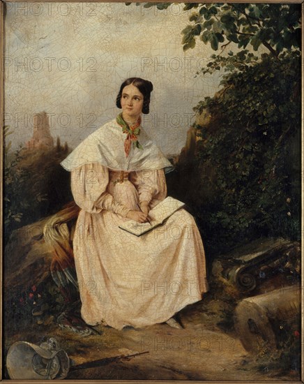 Héloïse Colin dessinant dans la campagne nîmoise, 1836.