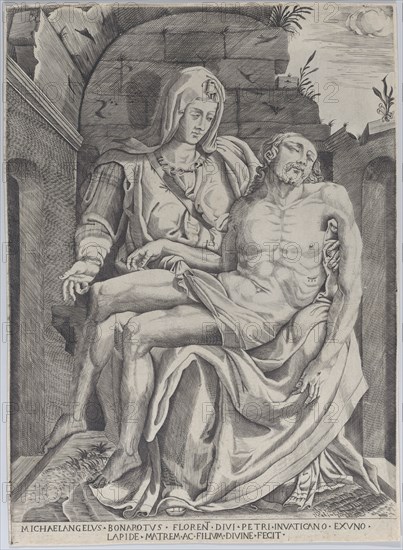 Pietà, set against an arched ruin, 1556-72.