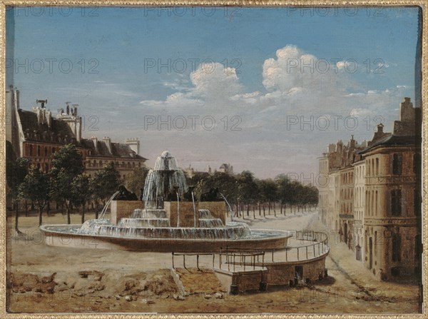 The fountain at Chateau d'eau, Boulevard de Bondy, around 1820, c1820.