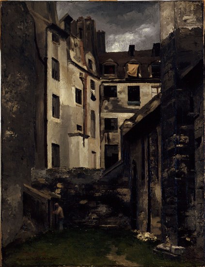 Old Hotel-Dieu, courtyard of Saint-Julien-le-Pauvre, 1882.