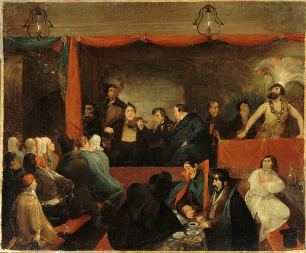 Cafe des Aveugles, at the Palais-Royal, c1840.