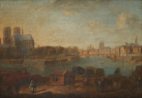 Port au Foin and the eastern end of Ile de la Cite, c1760.