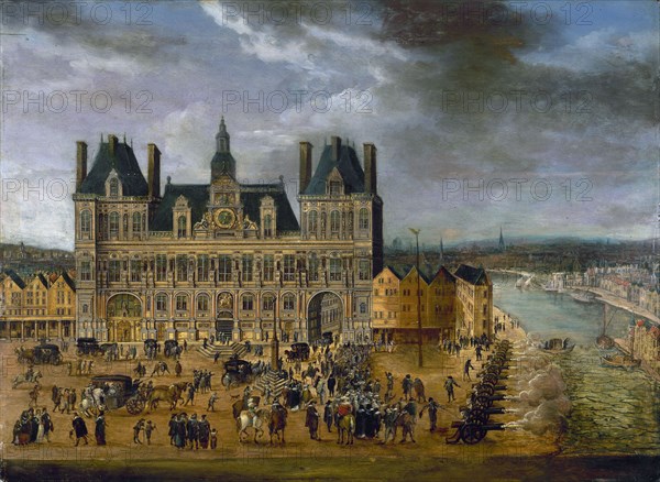 Place de Greve and Hotel de Ville, during a public holiday, around 1640.