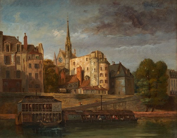 Quai des Orfevres, seen from the Quai des Grands-Augustins, around 1860.