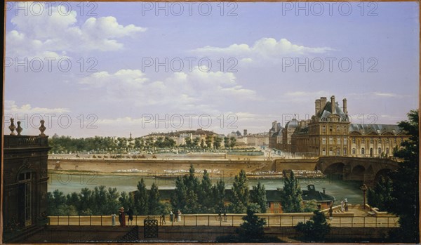 The Garden and Tuileries Palace, seen from the Quai d'Orsay, 1813.