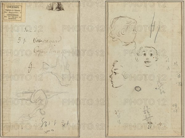 Seated Figure and a Cow; Three Studies of a Child's Head, 1884-1888.
