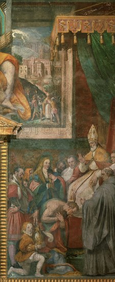 Henry IV before Pope Gregory VII at Canossa, c. 1565. Creator: Zuccari, Taddeo (1529-1566).