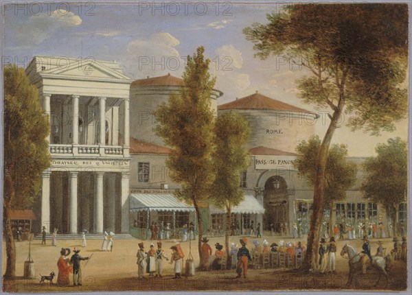 Variety theatre and le passage des Panoramas, boulevard Montmartre, c1825.