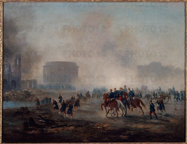 The Rotonde de la Villette surrounded by Versailles troops, 1871.