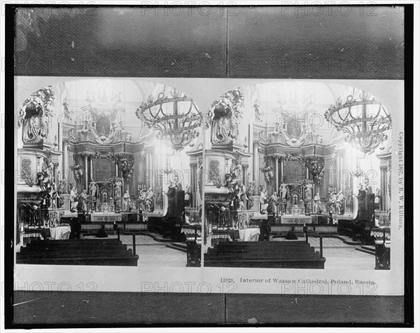 Interior of Warsaw Cathedral, Poland, Russia, between 1910 and 1920.