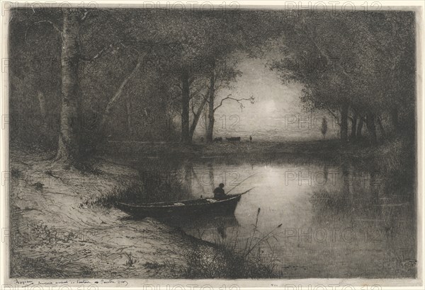 Pêcheur en Canot, au bord d'une Rivière (Fisherman in a Boat), 1887.