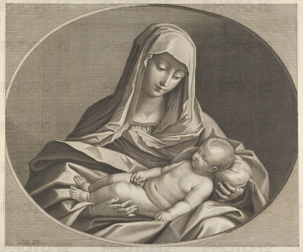 The Virgin holding the sleeping infant Christ on her lap, after Reni, 1741-84.